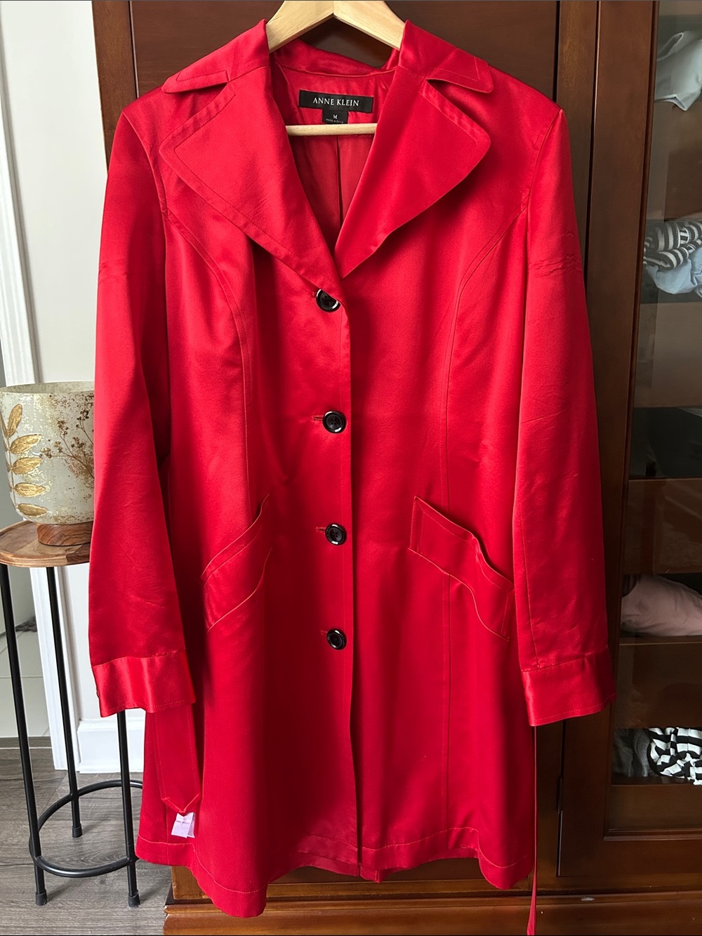 Anne Klein Silk Red Women's Trench Coat